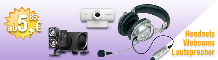 Webcams, Headsets, Lautsprecher, Laserdrucker, Notebooks